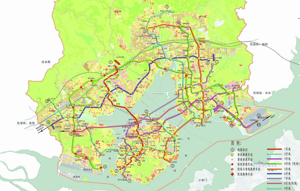 厦门交通规划图 到了2018年以后,地铁一号线的通车加上四桥一隧免费